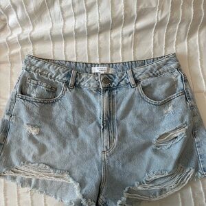 Dynamite Light Blue Distressed Jean Shorts